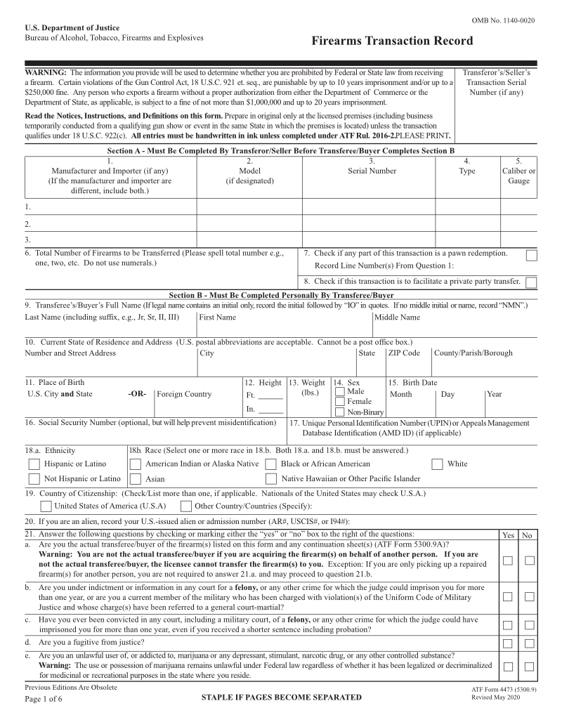 E4473: ATF Form 4473, Online - FastBound