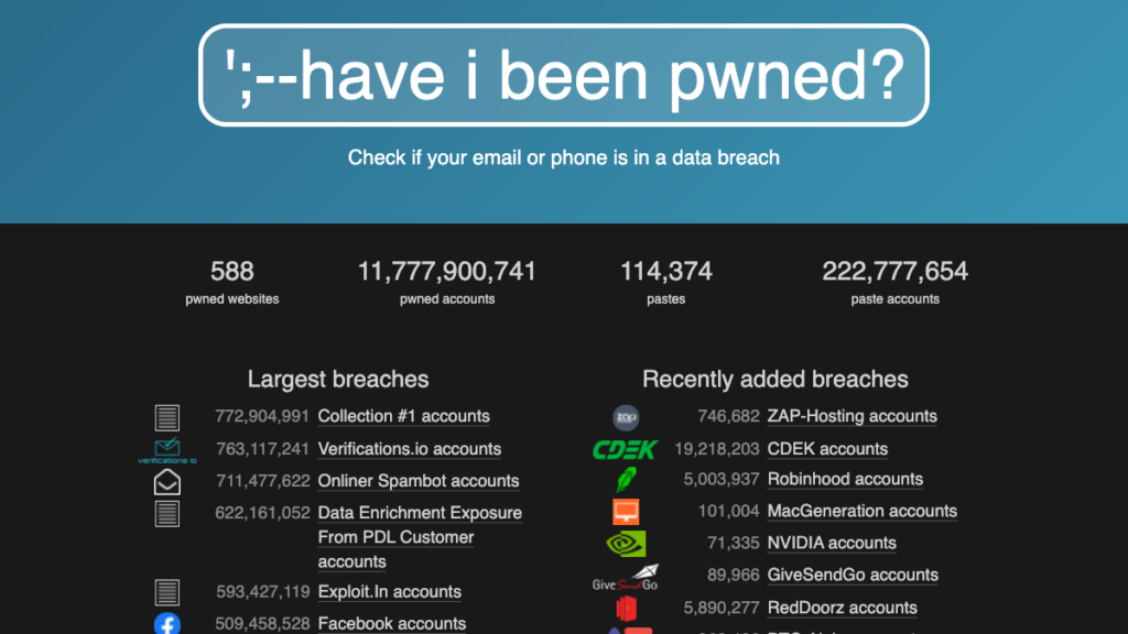 Have I Been Pwned Screenshot