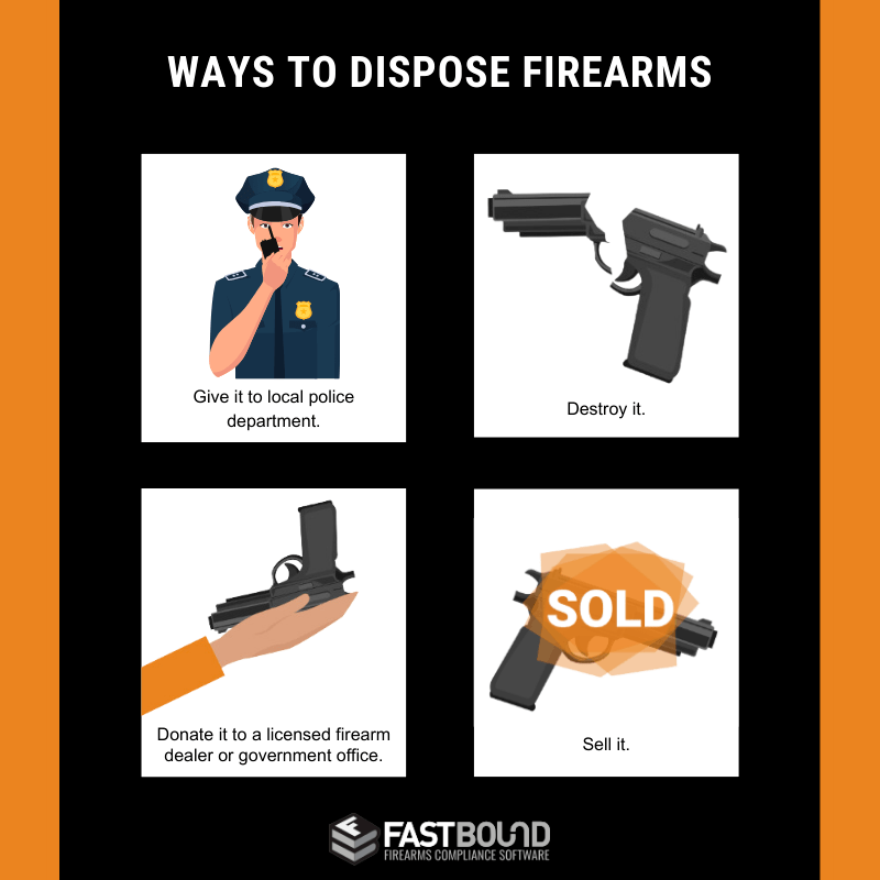 An infographic describing the ways to dispose firearms. 
